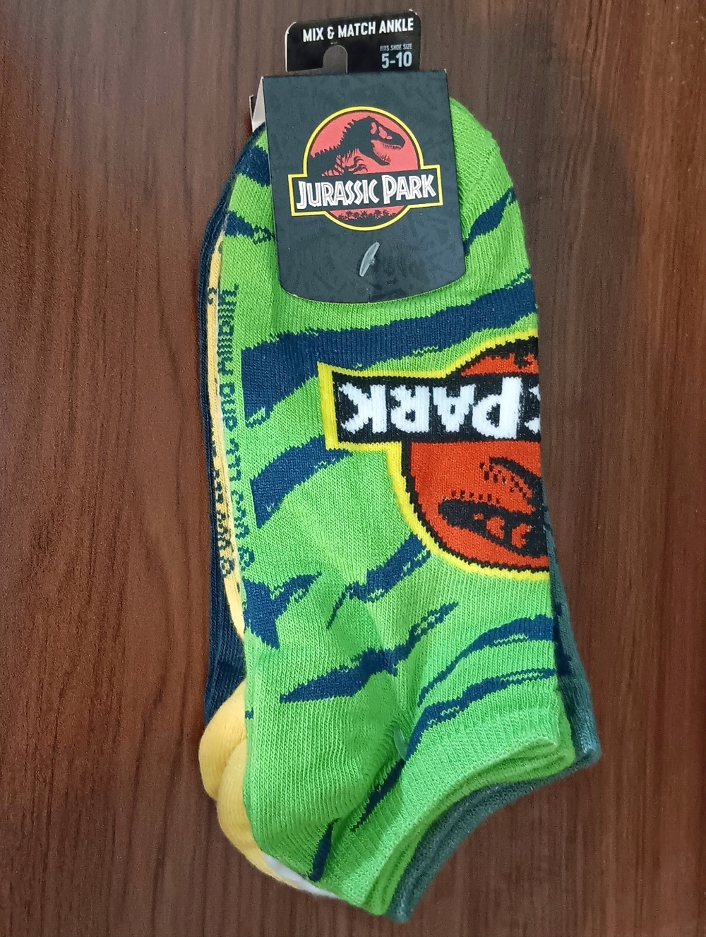 Bioworld Jurassic Park AOP Text Womens Ankle Socks 5 Pack Size 5-10